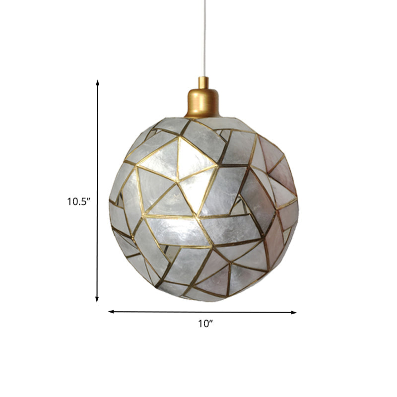 Contemporary Shell Globe Suspension Light - Silver 1-Bulb Pendant Lamp for Dining Room