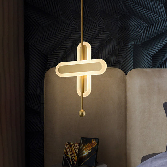 Modern LED Gold Acrylic Pendant Lamp for Bedroom Ceiling Lighting