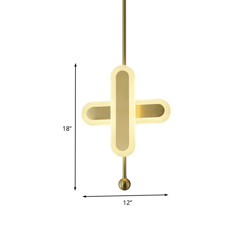 Modern Gold Led Pendant Lamp For Bedroom Ceiling: Crossing Acrylic Fixture