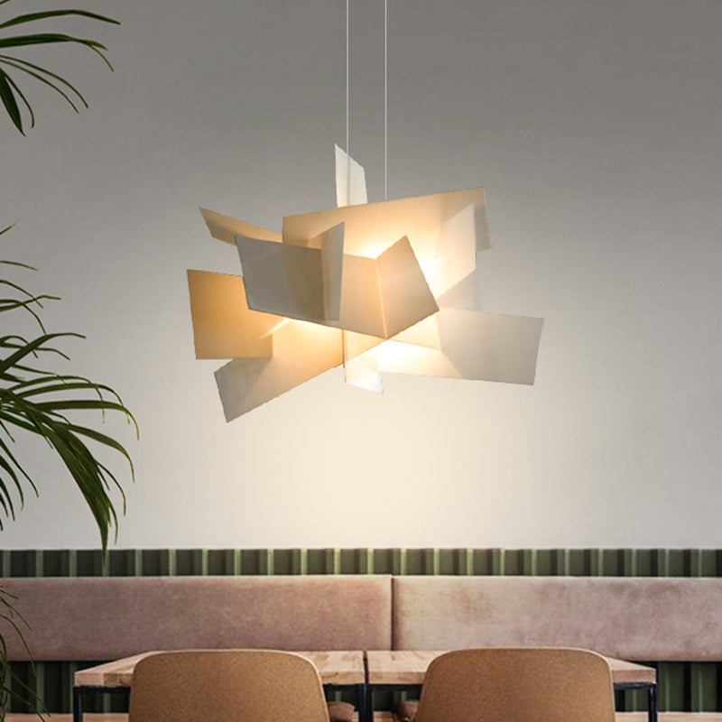 Contemporary LED Acrylic Suspension Light - White/Red Irregular Pendant for Dining Table