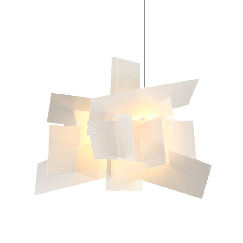 Contemporary LED Acrylic Suspension Light - White/Red Irregular Pendant for Dining Table