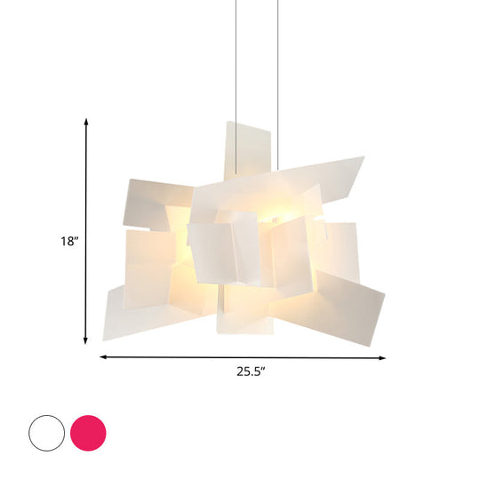 Contemporary LED Acrylic Suspension Light - White/Red Irregular Pendant for Dining Table