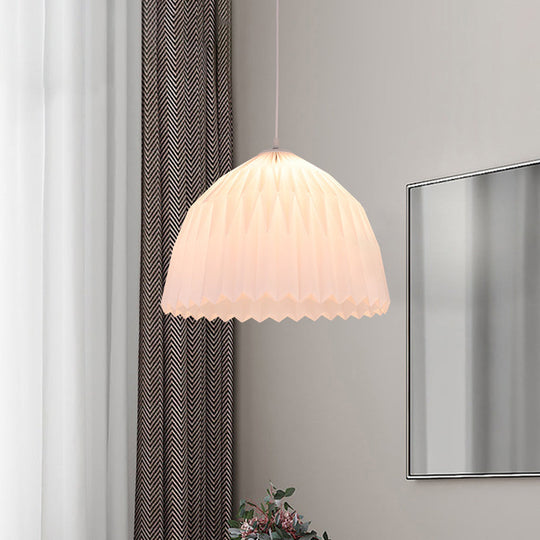 Contemporary White Dome Hanging Ceiling Lamp With Acrylic Shade - Perfect For Dining Room