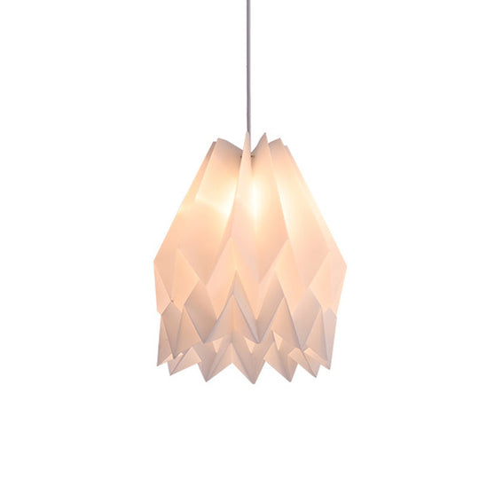 Modernist Hanging Pendant Lamp - Sinuous Acrylic, White Finish, 1-Light Kit