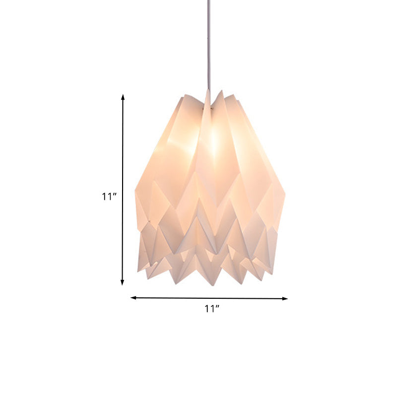 Modernist Hanging Pendant Lamp - Sinuous Acrylic, White Finish, 1-Light Kit