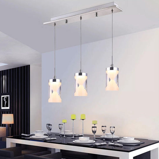 Modern Acrylic Led Hanging Light With Chrome Cluster Pendant - 3 Bulbs Warm/White