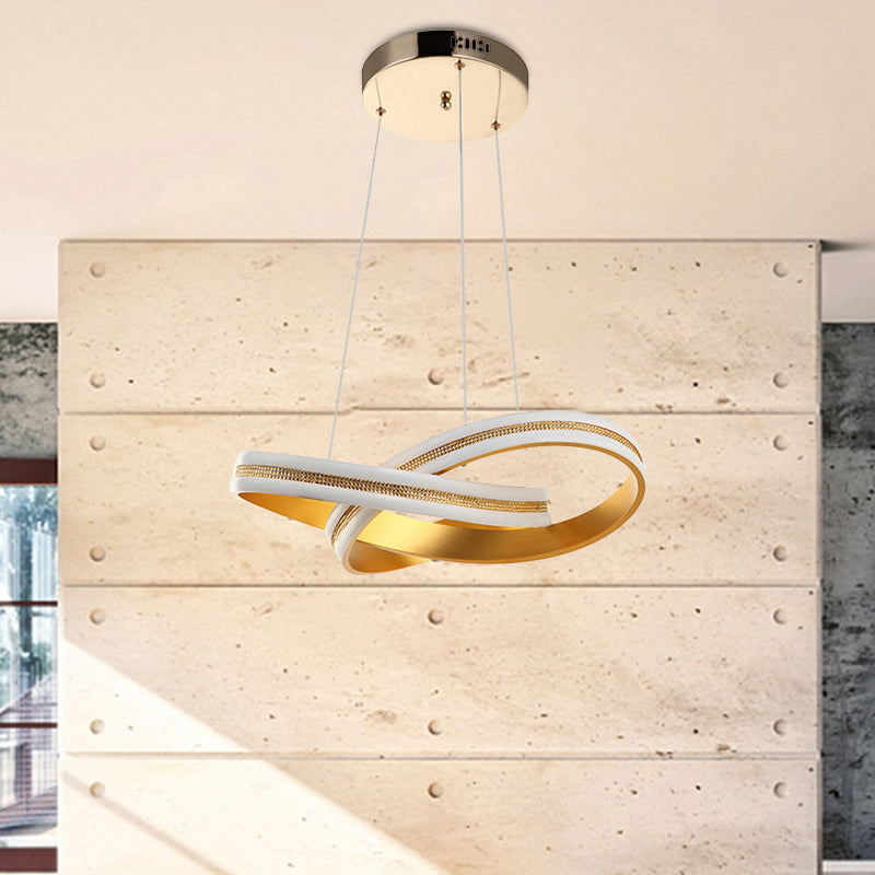 Modern Gold Twisting Hanging Chandelier with LED Acrylic Ceiling Pendant