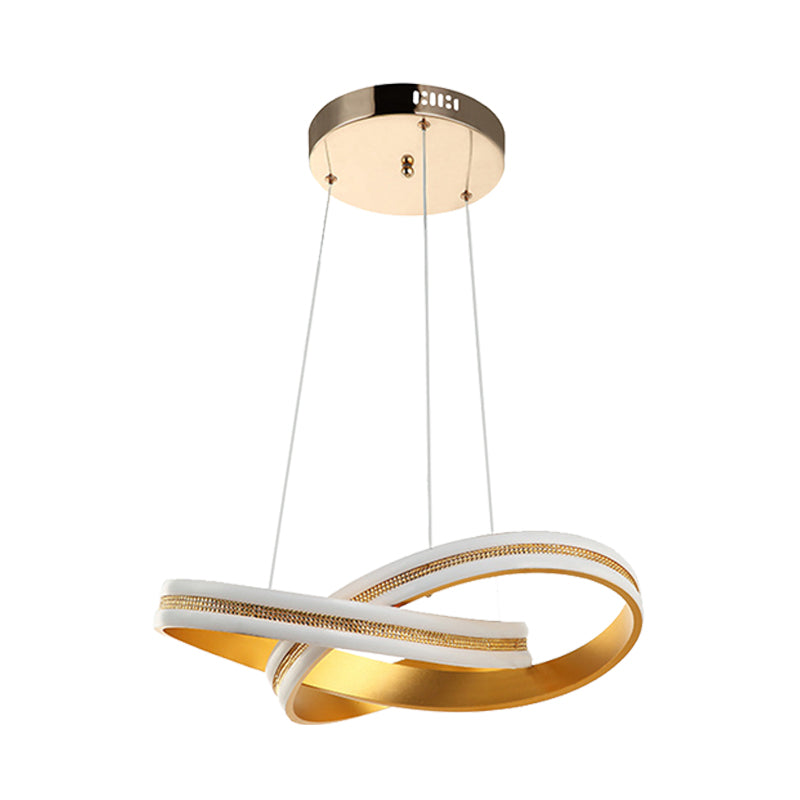 Modern Gold Twisting Led Chandelier Pendant Light With Warm/White Acrylic