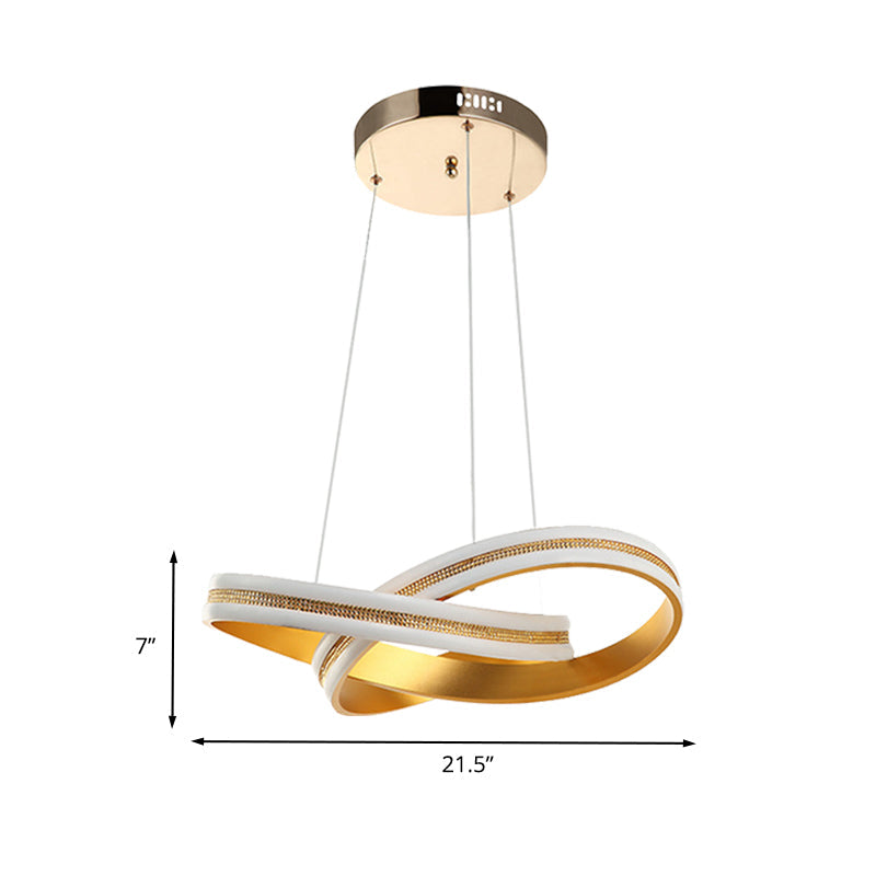 Modern Gold Twisting Hanging Chandelier with LED Acrylic Ceiling Pendant