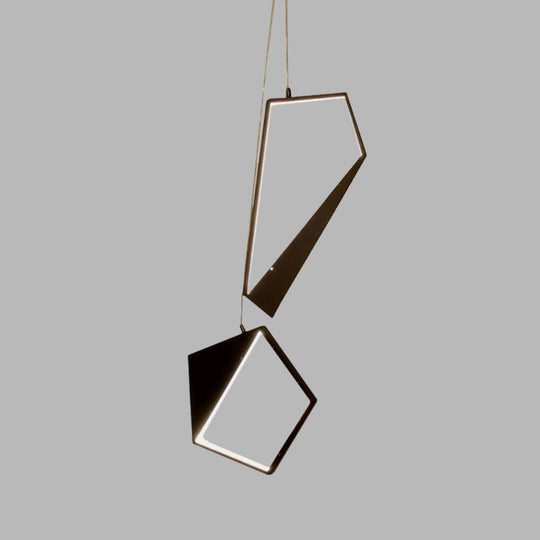 Minimalist Led Pendant Lamp: Black Geometric Hanging Light Kit In White/Warm For Living Room