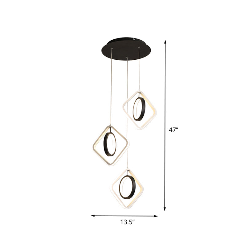 Contemporary Acrylic LED Pendant Light for Dining Room in Black or White/Warm Light
