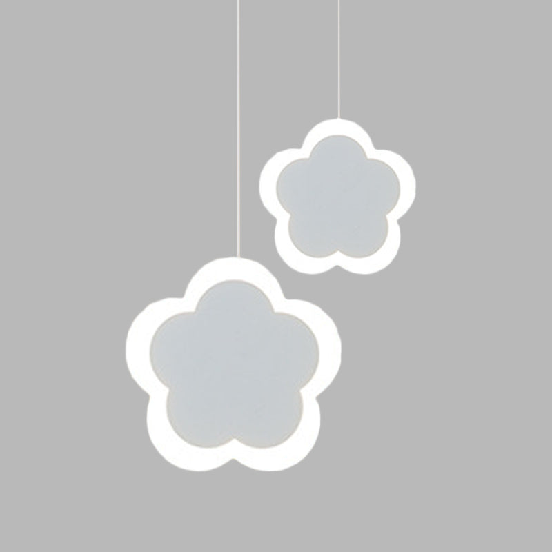 Contemporary White Led Acrylic Pendant Light - Flower Design Ceiling Suspension Lamp In Warm/White
