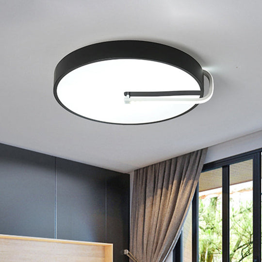Modern Black Metal LED Drum Flush Mount Ceiling Lamp, 16"/19.5" Wide - Perfect for Bedroom Lighting
