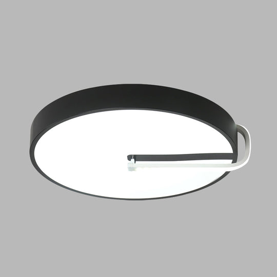 Modern Black Metal LED Drum Flush Mount Ceiling Lamp, 16"/19.5" Wide - Perfect for Bedroom Lighting