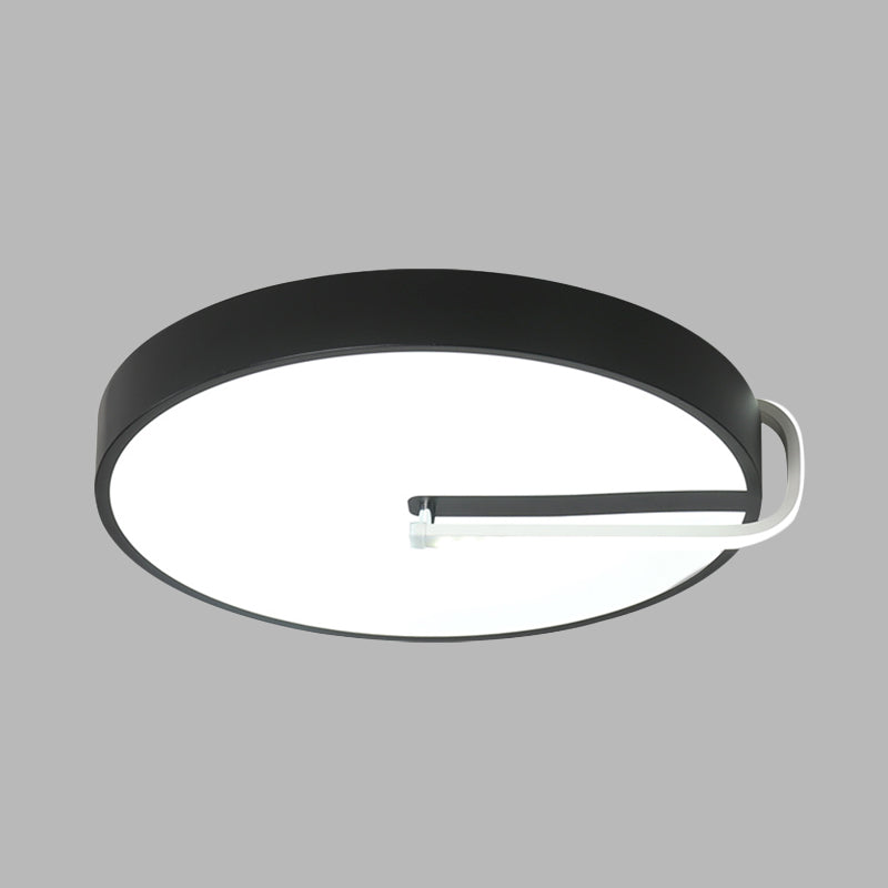 Modern Black Metal Led Drum Flush Mount Ceiling Lamp 16/19.5 Wide - Perfect For Bedroom Lighting