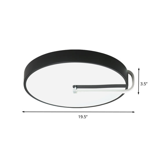 Modern Black Metal LED Drum Flush Mount Ceiling Lamp, 16"/19.5" Wide - Perfect for Bedroom Lighting