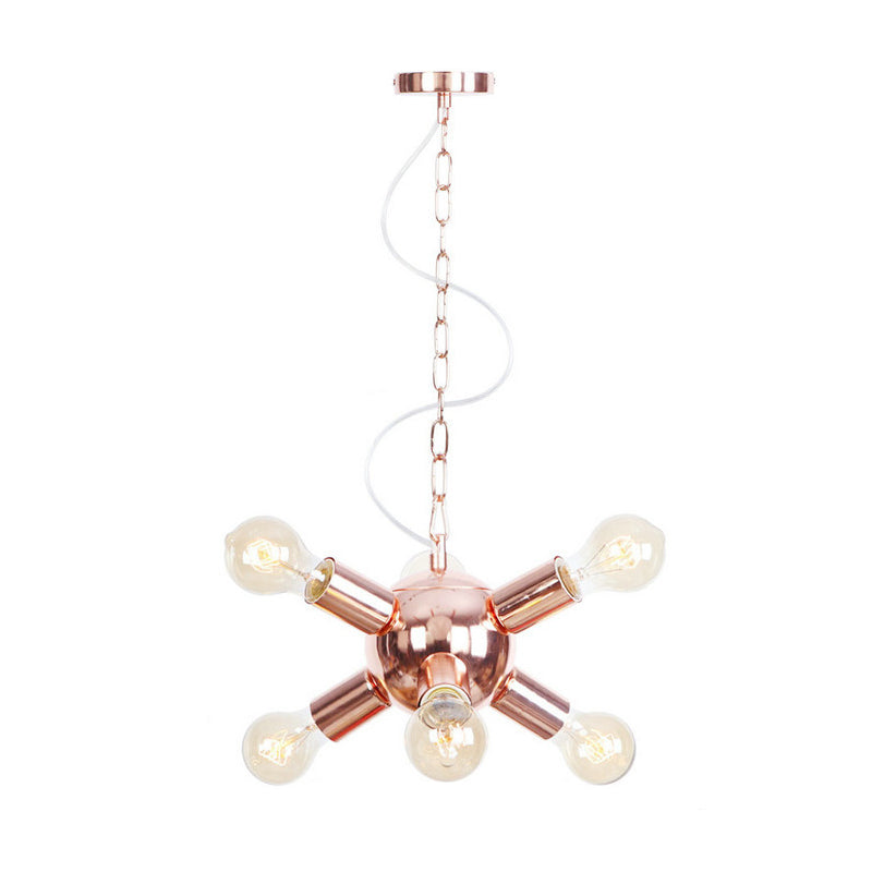 Lustre en forme d'étoile en or rose de style rétro avec 6/9 lumières - Parfait pour les restaurants
