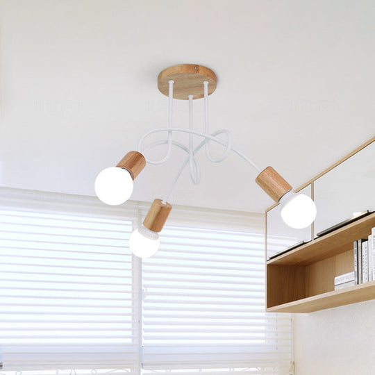 Plafonnier semi-encastré en bois moderne avec design torsadé pour chambre à coucher