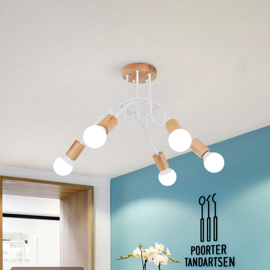 Plafonnier semi-encastré en bois moderne avec design torsadé pour chambre à coucher