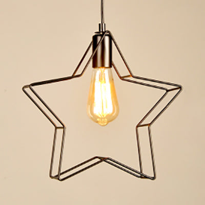 Minimalist Black/Bronze Metal Wire Pendant Light For Living Room - Star Ceiling Hanging Fixture
