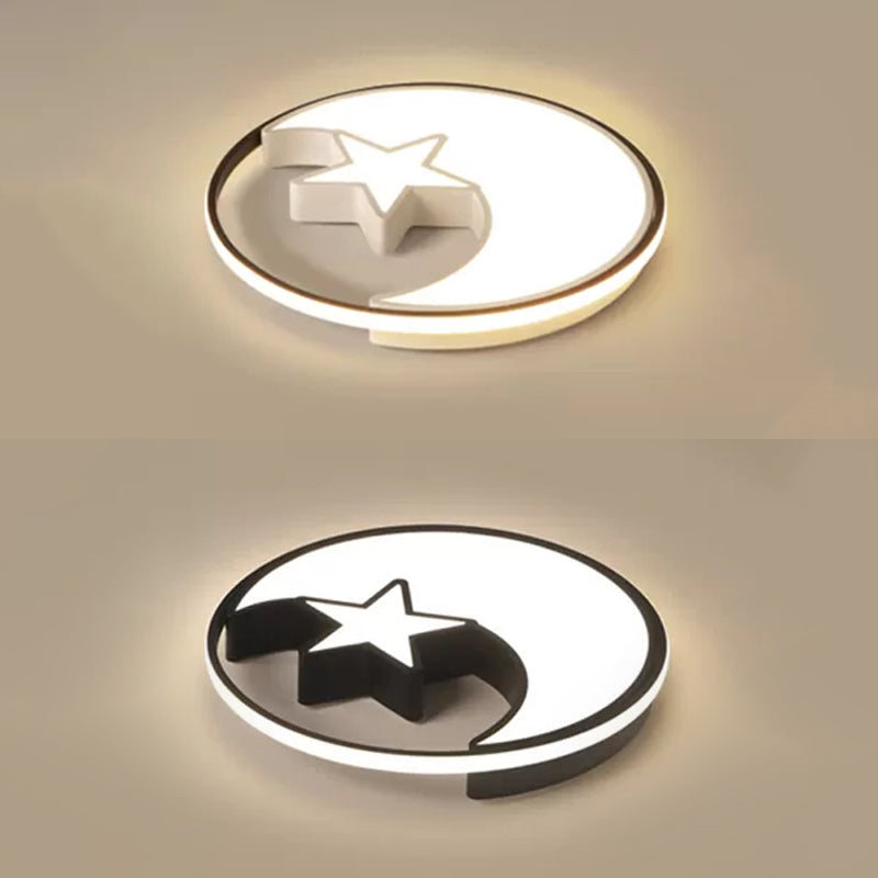 Modern Crescent Star Flush LED Ceiling Light for Nursing Room