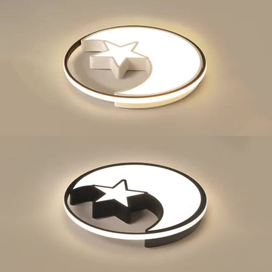 Modern Crescent Star Flush LED Ceiling Light for Nursing Room