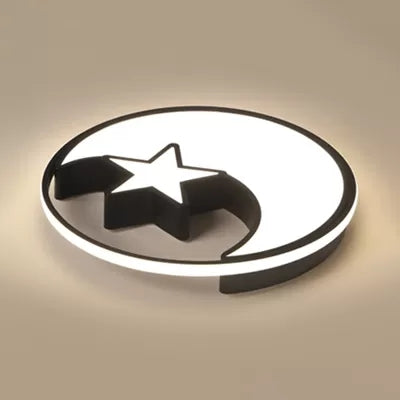 Modern Crescent Star Flush LED Ceiling Light for Nursing Room