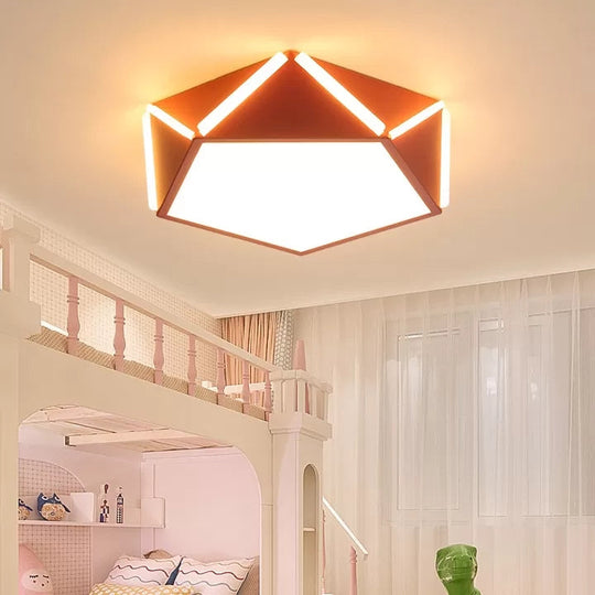 Diamond Acrylic LED Ceiling Lamp - Cafe Pentagon Macaron Style
