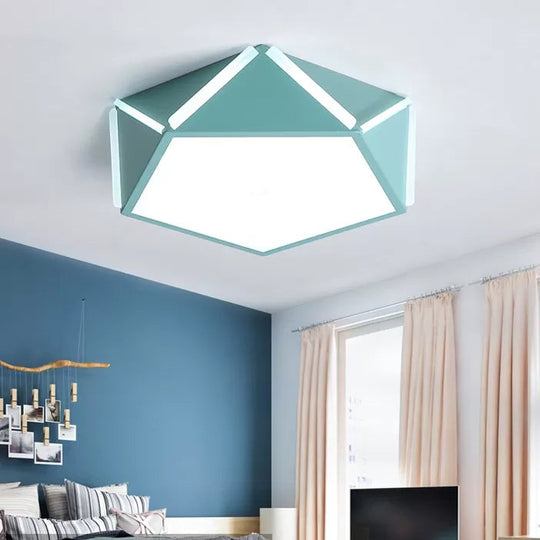 Diamond Acrylic LED Ceiling Lamp - Cafe Pentagon Macaron Style