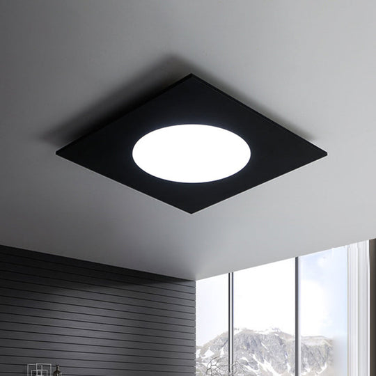 Minimalist LED Flush Mount Light in Metallic Squared Design with White/Warm Light