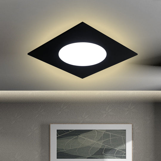 Minimalist LED Flush Mount Light in Metallic Squared Design with White/Warm Light