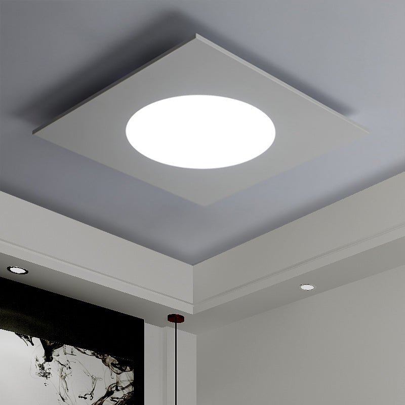 Minimalist Led Flush Mount Light In Metallic Squared Design With White/Warm White /