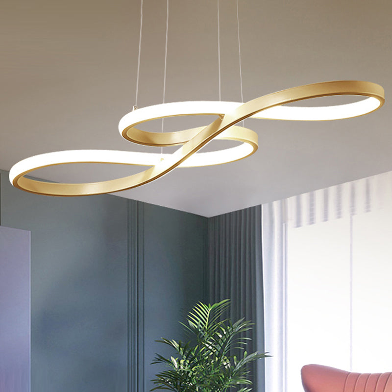 Modern Led Ceiling Pendant With Acrylic Shade: Black/White/Gold Twisted Hanging Lamp -