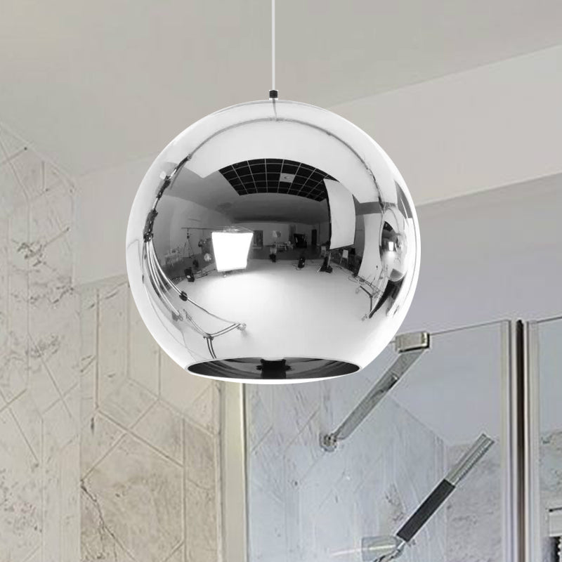 Contemporary Glass Mirror Ball Pendant Light - Chrome/Gold/Rose Gold 6/8/10 Width Hanging Ceiling
