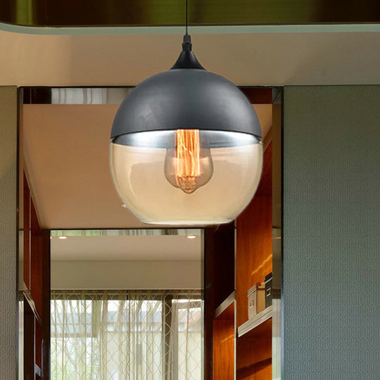 Modern 1-Light Glass Suspension Pendant In White/Black - 5/7/8 Wide Drum/Cylinder/Jar Clear/Yellow