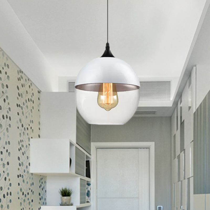 Modern 1-Light Drum/Cylinder/Jar Suspension Pendant – Clear/Yellow Glass – White/Black Fixture