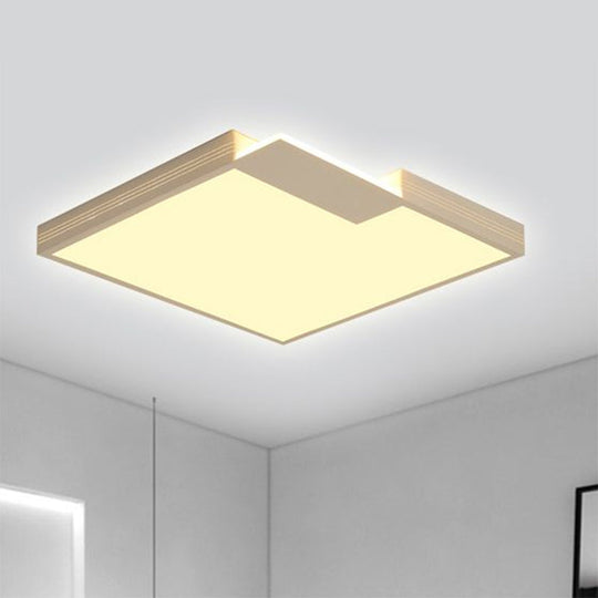Minimalist LED Ceiling Lighting: Square Acrylic Flush Mount, White, 16"/19.5" Width, Warm/White Light