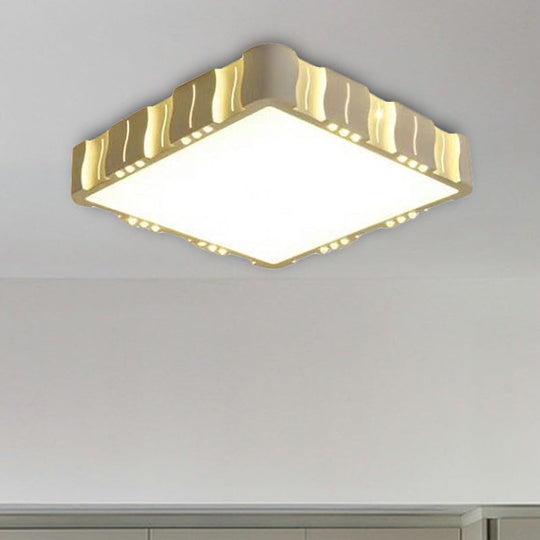 Modern Acrylic LED Flush Ceiling Light - White Square/Round Design for Living Room with Warm/White Lighting