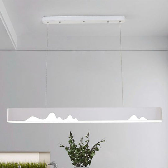 Modern LED Linear Chandelier - White/Black/Green - Rectangular Design - Hanging Ceiling Light in White/Warm Light - 35.5"/47" Wide
