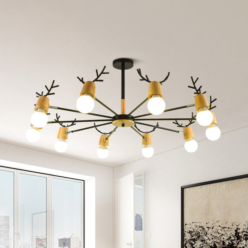 Sputnik Metal Chandelier - Modern Ceiling Hang Fixture With Bare Bulb For Bedroom 3/6/8 Lights