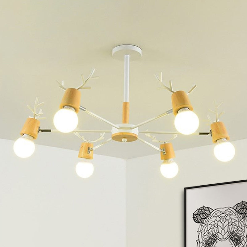 Sputnik Metal Chandelier - Modern Ceiling Hang Fixture With Bare Bulb For Bedroom 3/6/8 Lights