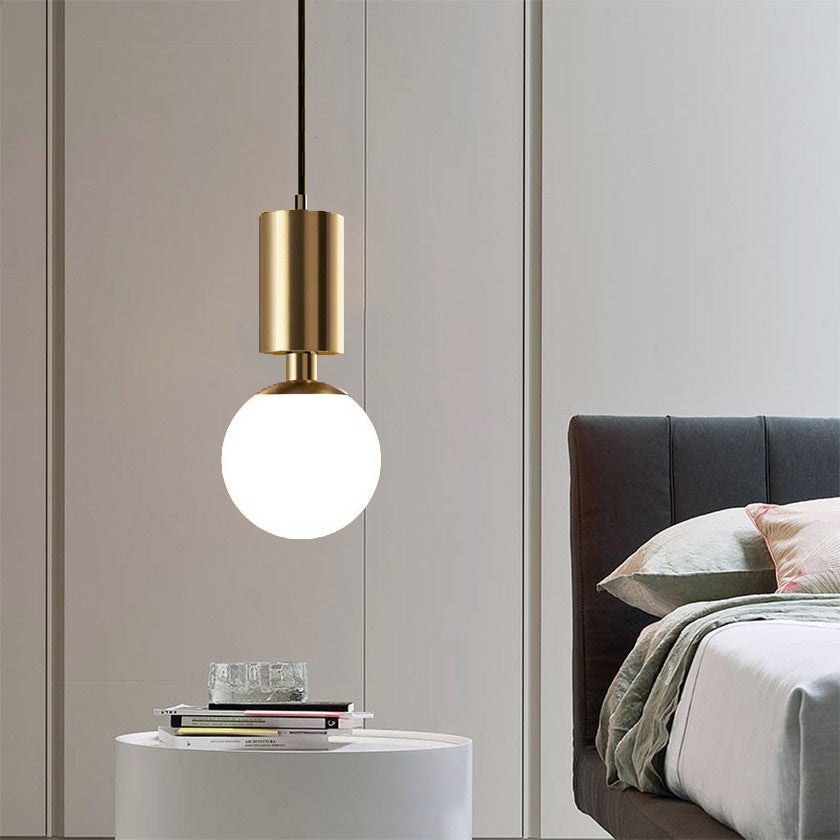 Minimalist Glass Sphere Pendant Light 1-Head Black Ceiling Suspended Lamp 8 Wide Brass / 6
