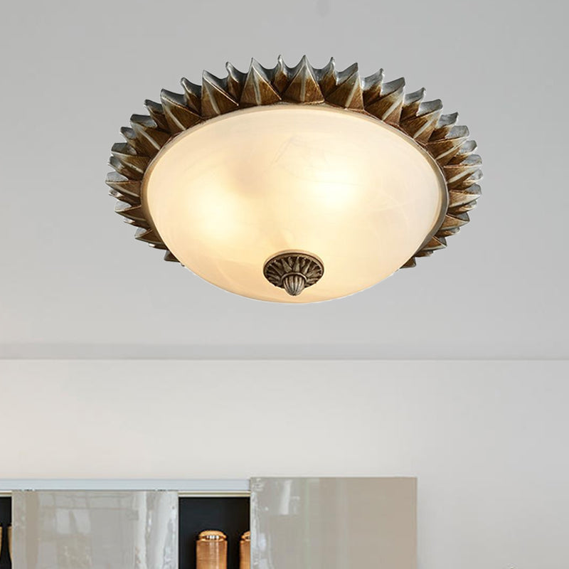 Vintage Black Sunburst Ceiling Light with Opal Glass for Living Room - 9"/15" Wide