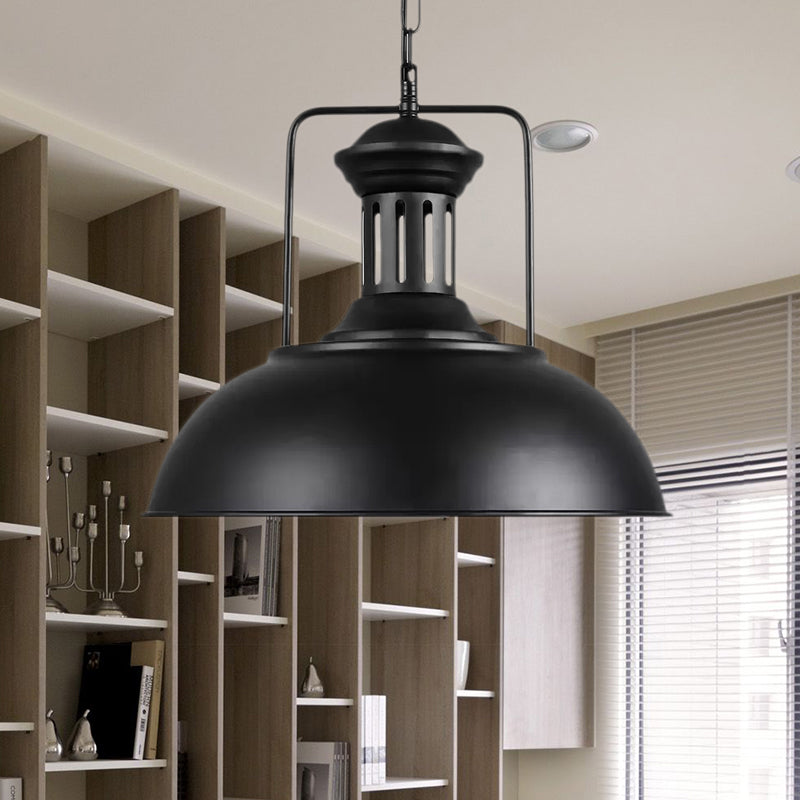 Retro Stylish Metal Pendant Lighting With 1 Bulb - Black/White Inner/White 13/14/16 Dia Bowl