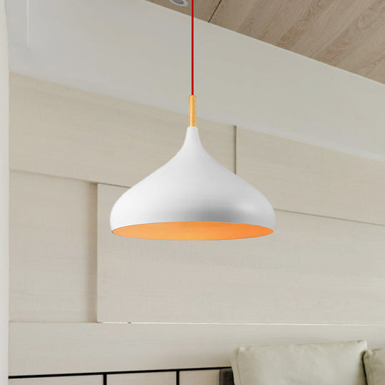 Lampe suspendue en forme de dôme métallique - Style simple, 1 tête, noir/blanc - Idéale pour les salles à manger - Disponible en largeur de 12,5" et 16,5"