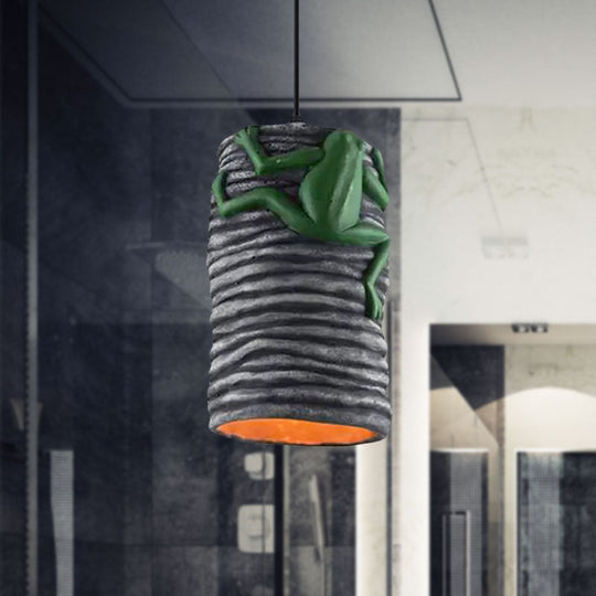 Frog Deco Industrial Pendant Light in Brass/Black/Grey for Bars - Cement and Resin Lamp