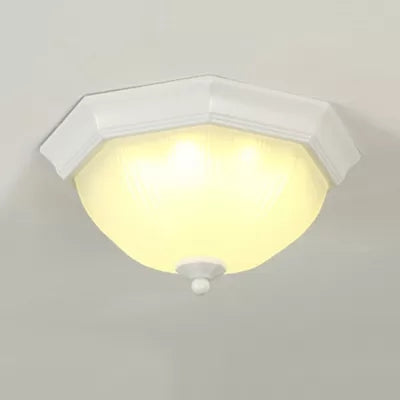 Modern White Glass Fluted Ceiling Mount Light for Porch
