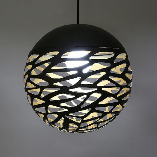 Contemporary Stenciled Metal Shade Pendant Light - 8/12 W Black/White Black / 8