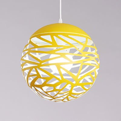 Contemporary Stenciled Metal Shade Pendant Light - 8/12 W Black/White Yellow / 8
