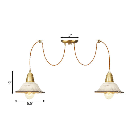 Scalloped Multi-Light Pendant - Traditional Gold Ceramics Swag Hanging Lamp Kit (2/4/6 Bulbs)